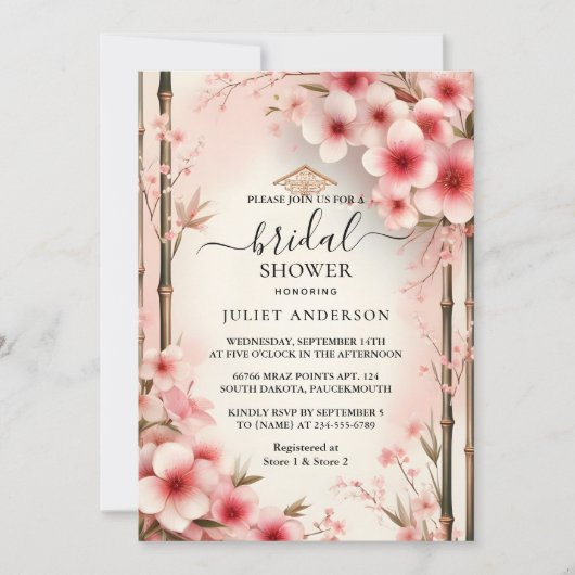 Als Bamboo Roze Sakura Kersenbloesem Vrijgezellenf Kaart (Voorkant)