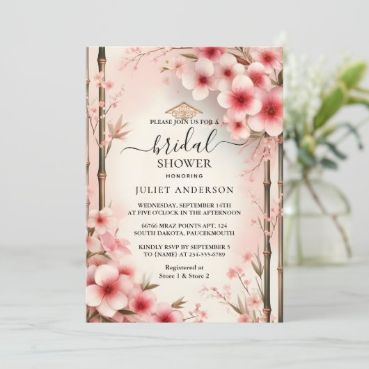 Als Bamboo Roze Sakura Kersenbloesem Vrijgezellenf Kaart (Staand voorkant)