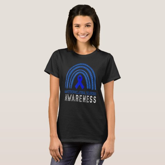 Als Bewustmafbeelding Maand Blue Rainbow Support S T-shirt (Voorkant volledig)