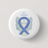 ALS Bewustmaking Ribbon Angel Art Button Pins (Voorkant)