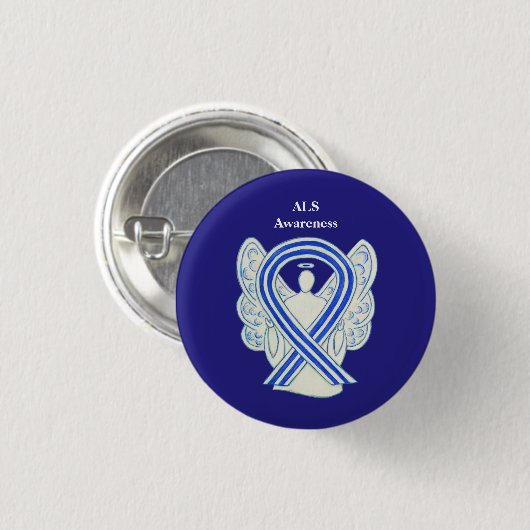ALS Bewustmaking Ribbon Angel Art Button Pins (Voorkant /achterkant)
