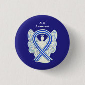 ALS Bewustmaking Ribbon Angel Art Button Pins (Voorkant)