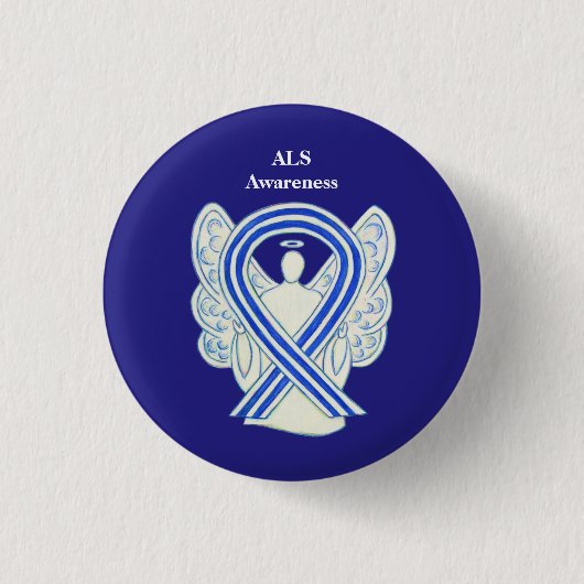 ALS Bewustmaking Ribbon Angel Art Button Pins (Voorkant)