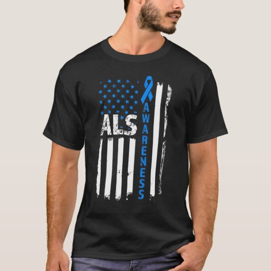 Als Bewustmakingsblauw lint Verenigde Staten Ameri T-shirt (Voorkant)