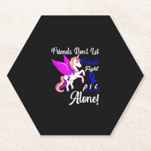 ALS-bewustzijn Funny Unicorn Friend Support Quote Kartonnen Onderzetters