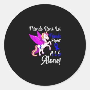 ALS Bewustzijn Grappig Unicorn Vriend Ondersteunin Ronde Sticker