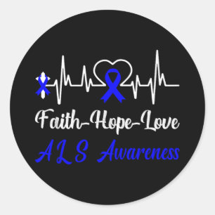 ALS Bewustzijn Hartslag Christelijk Cross Faith Bl Ronde Sticker