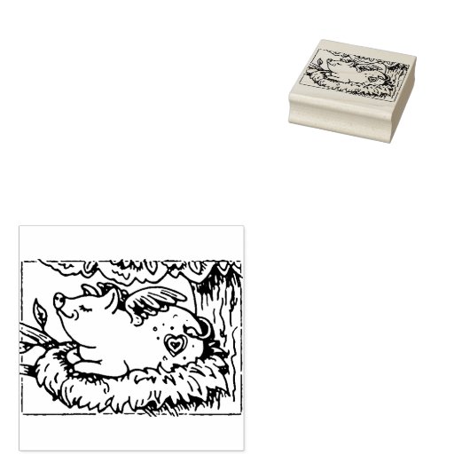 ALS BIGGEN VLIEGEN MAKEN ZE NESTEN, SCHATTIGE VLIE RUBBERSTEMPEL (Gestempeld)