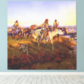 “Als blanken rood worden” door Charles M Russell Canvas Afdruk (Insitu (Houten vloer))