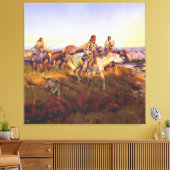 “Als blanken rood worden” door Charles M Russell Canvas Afdruk (Insitu (Woonkamer))