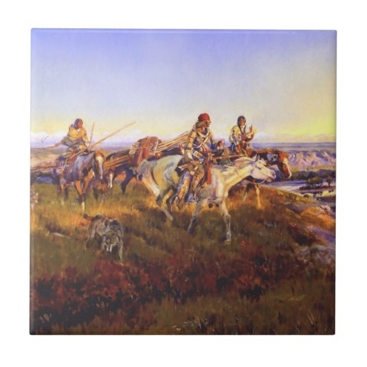 “Als blanken rood worden” door Charles M Russell Tegeltje (Voorkant)