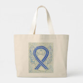 ALS Blue and White Awareness Ribbon Art Canvas tas (Achterkant)