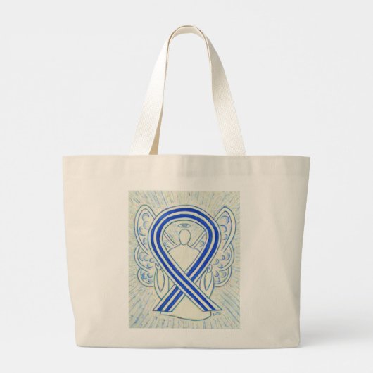 ALS Blue and White Awareness Ribbon Art Canvas tas (Achterkant)