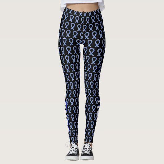 ALS Blue and White Awareness Ribbon Art Leggings (Voorkant)