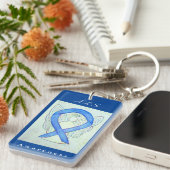 ALS Blue Awareness Ribbon Guardian Angel Sleutelha Sleutelhanger (Voorkant Rechts)