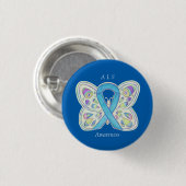 ALS Blue Butterfly Awareness Ribbon Custom Art Pin Ronde Button 3,2 Cm (Voorkant /achterkant)