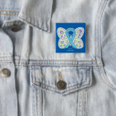 ALS Blue Butterfly Awareness Ribbon Custom Art Pin Vierkante Button 5,1 Cm (In situ)