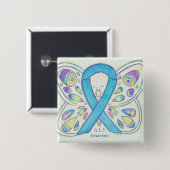 ALS Blue Butterfly Awareness Ribbon Custom Art Pin Vierkante Button 5,1 Cm (Voorkant /achterkant)