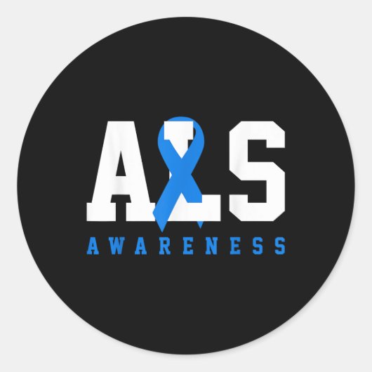 ALS Blue Ribbon ALS Awareness Gift Ronde Sticker (Voorkant)