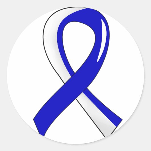 ALS Blue White Ribbon 3 Ronde Sticker (Voorkant)