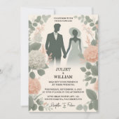 Als Blush pastel Perzik Mint Moss Sage Groene Brui Kaart (Voorkant)