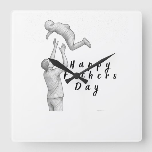 Als cadeau voor Vaderdag Vierkante Klok (Voorkant)