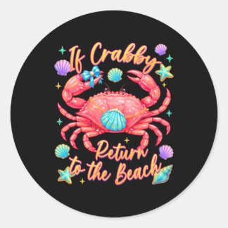 Als Crabby terugkeert naar het strand Zomer krab Ronde Sticker