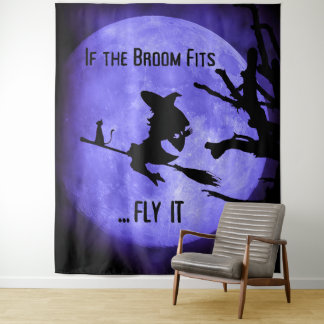 Als de bezem past Fly It Halloween Party Achtergro Wandkleed