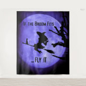 Als de bezem past Fly It Halloween Party Achtergro Wandkleed (Voorkant)