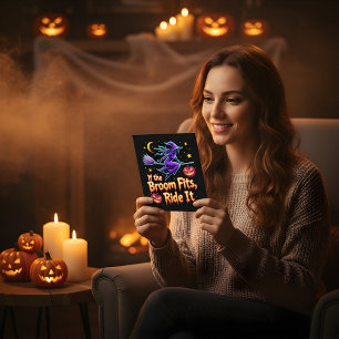 Als de bezem past Ride It Halloween Witch ontwerp Briefkaart