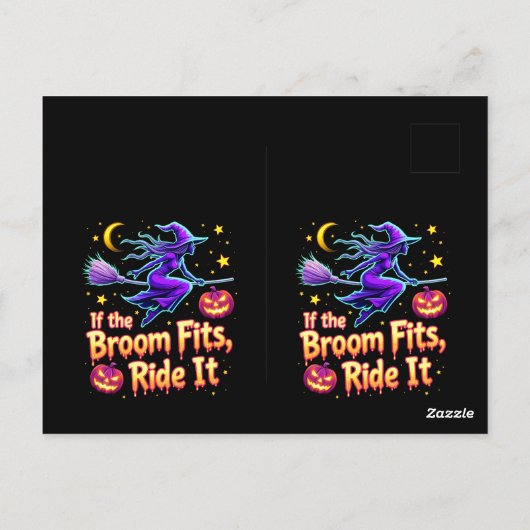 Als de bezem past Ride It Halloween Witch ontwerp Briefkaart (Achterkant)