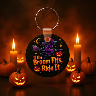 Als de bezem past, rij er dan op Halloween heks on Sleutelhanger