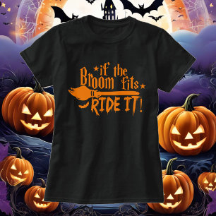 Als de bezem past rijden het heks Halloween katoen T-shirt