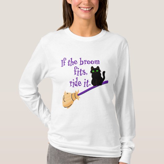 Als de bezem past, rijdt het grappige Halloween T-shirt (Voorkant)