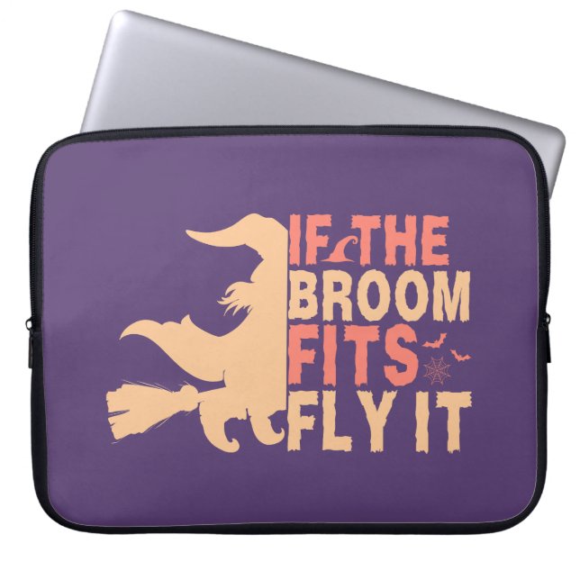 Als de bezem past vlieg het grappig citaat Hallowe Laptop Sleeve (Voorkant)