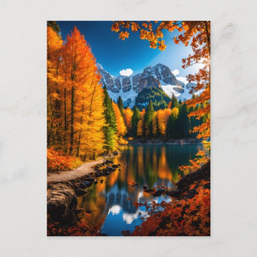 Als de bladeren beginnen te veranderen van kleur e feestdagenkaart (Voorkant)