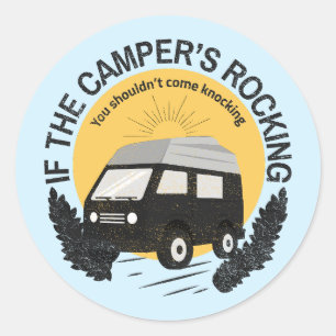 Als de camper schommelt outdoor camping ronde sticker