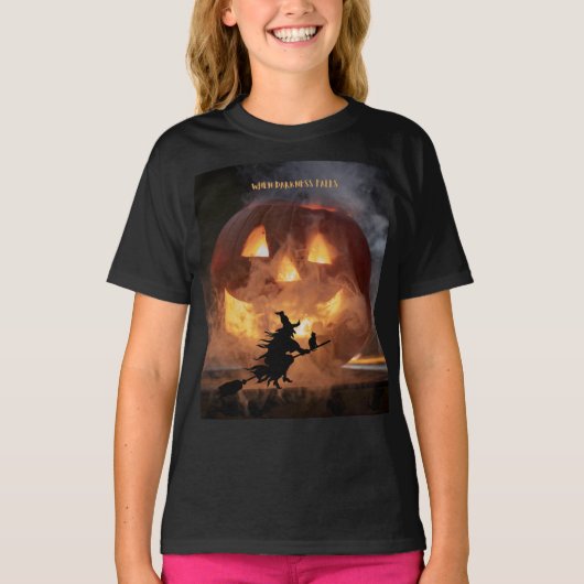 Als de donkere Herfst Kinder Halloween T-Shirt (Voorkant)