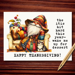Als de Itis toeslaat Grappige Kabouter Thanksgivin Feestdagen Kaart