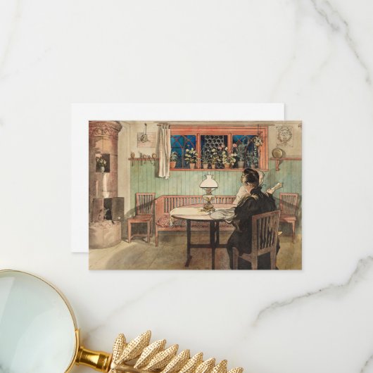 Als de kinderen naar bed zijn door Carl Larsson Bedankkaart (Voorkant / Achterkant in situ)