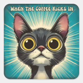 Als de koffie begint vierkante sticker