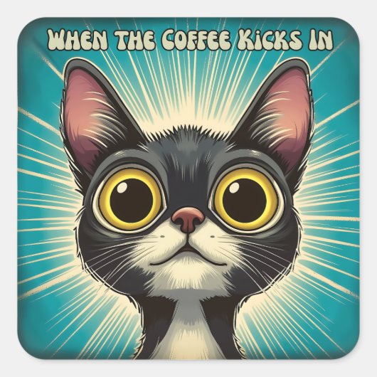 Als de koffie begint vierkante sticker (Voorkant)