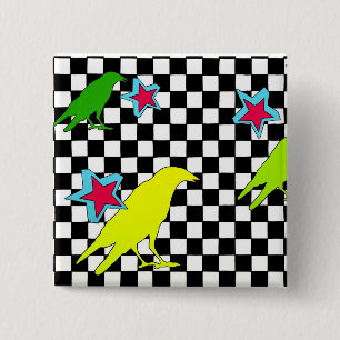 "Als de kraai vliegt" Vierkante Button 5,1 Cm
