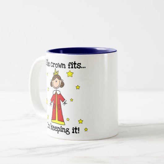 Als de kroonpassen tweekleurige koffiemok (Voorkant links)