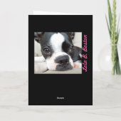 Als de kussen sneeuwvlokken… waren Lola B. Boston Feestdagen Kaart (Achterkant)