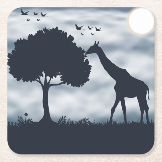 Als de Maan naar de Giraffe fluistert Kartonnen Onderzetters (Voorkant)