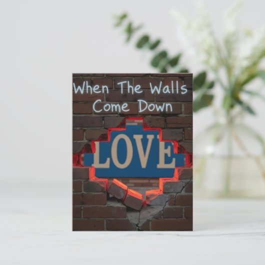 Als de muren naar beneden komen briefkaart (Staand voorkant)