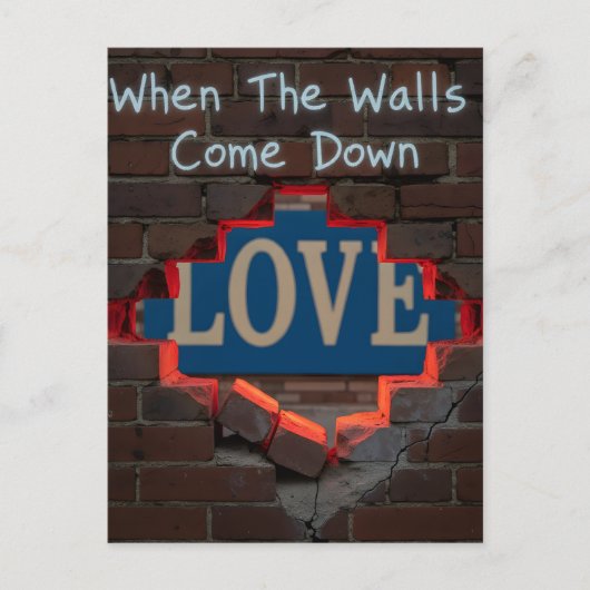 Als de muren naar beneden komen briefkaart (Voorkant)