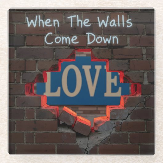 Als de muren naar beneden komen glazen onderzetter (Voorkant)