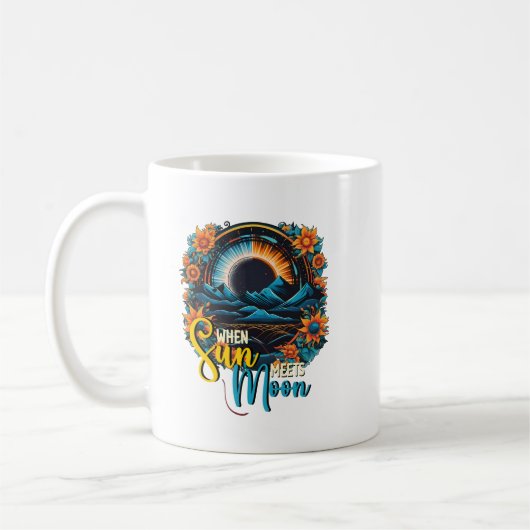 Als de zon maan ontmoet, hemelse vibes, eclips koffiemok (Links)